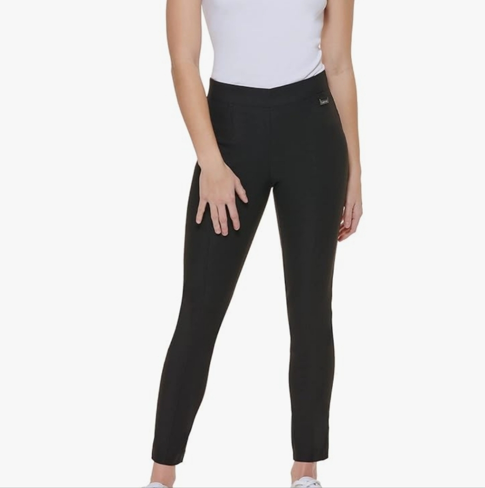 Calvin Klein,NWT, Women's Everyday Ponte Fitted Pants Black,Large